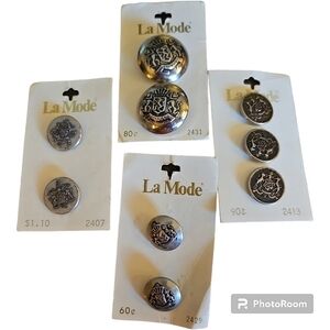 VTG LA MODE Silver Crest Coat of Arms Uniform Buttons Made in Japan